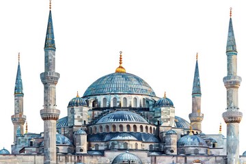 Fototapeta premium Ottoman painting of mosque architecture building landmark.
