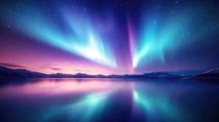 Captivating Aurora Borealis Over Serene Landscape