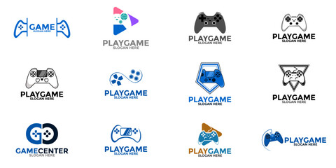 Big set of game logo design template vector, Game logo template vector. Joystick design Icon. Stylized joystick buttons. Creative design. Illustration