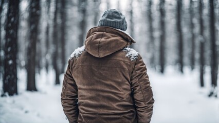 person in winter forest