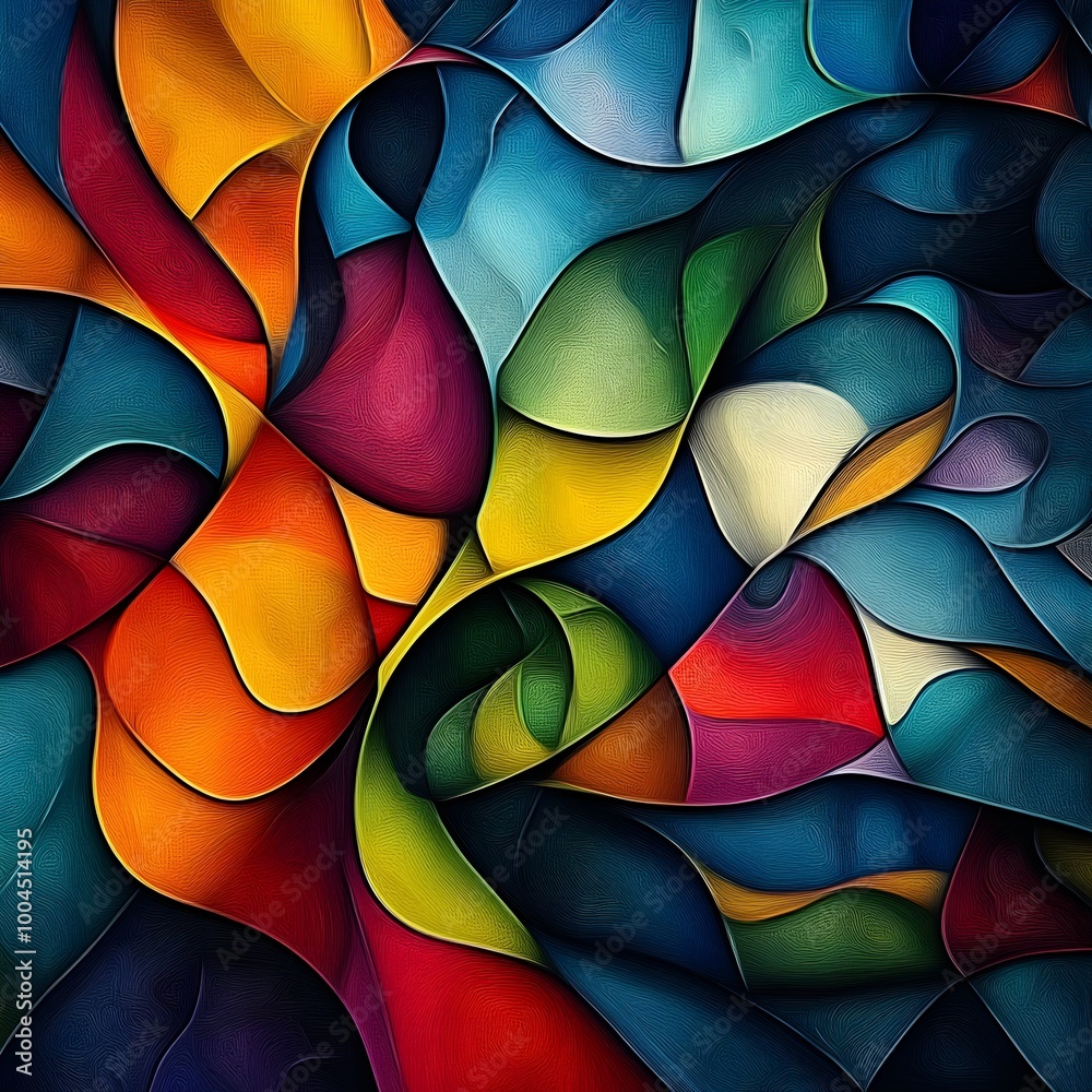 Poster vibrant abstract shapes and forms in a dynamic multicolored composition create a mesmerizing richly 