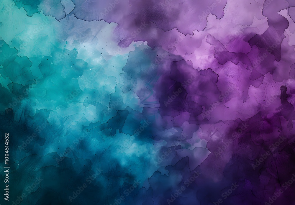 Poster Abstract Watercolor Background - Teal Purple