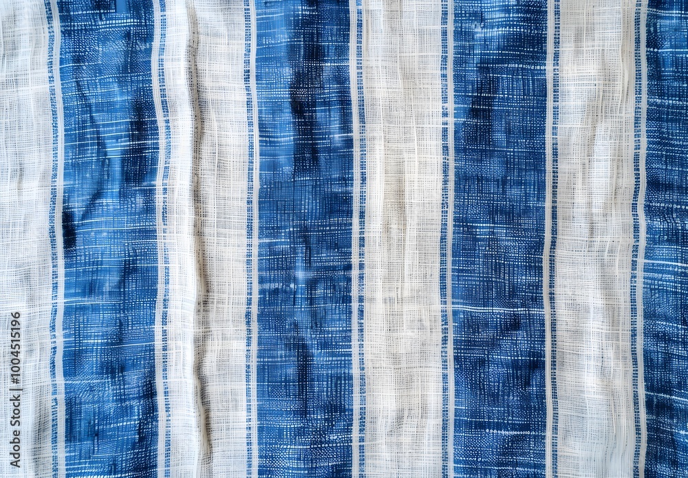 Poster Blue and White Striped Linen Fabric Texture