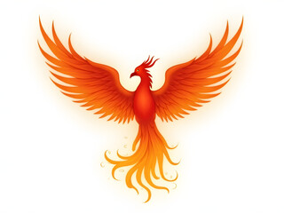 Fototapeta premium Phoenix bird illustration in flames, isolated on a white background, mythical creature concept, white background_00001_