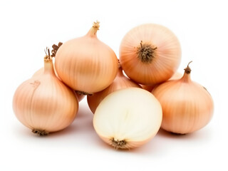 Raw onion collection, whole and sliced, isolated on a white background, vegetable bundle, white background_00001_