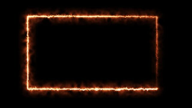 Abstract fire  glowing rectangle border frame in the shape rectangle glowing and futuristic energy line animation.