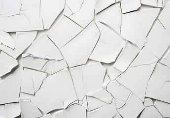 Abstract Pattern with Broken White Ceramic Tiles