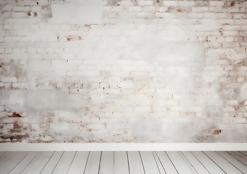 White Brick Wall Texture with Distressed Red Bricks for Photography Backdrop