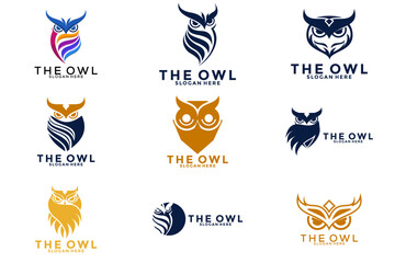Set of Owl logo design vector. The owl logo template