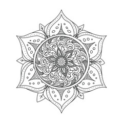 Mandala design, Floral circular mandala design, black and white background with mandala design