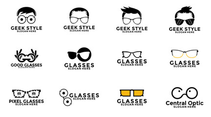 Big set of Geeks and nerds vector logo template