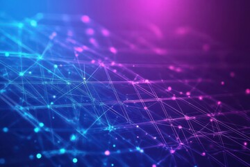 Obraz premium Digital bank network represented by abstract glowing lines and nodes, deep blue and purple tones, futuristic finance, techinspired, style