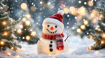 A Cheerful Snowman in a Winter Wonderland