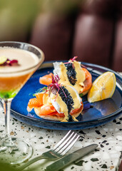 Eggs Royale Scottish smoked salmon.