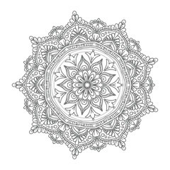 Mandala design, Floral circular mandala design, black and white background with mandala design