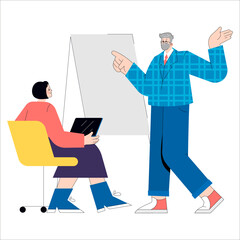 Older Businessman. Flat Vector Illustration