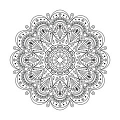 Geometric flower. Contour drawing of a mandala on a white background. Vector illustration