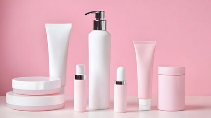 Minimalist White Cosmetic Products on Tabletop