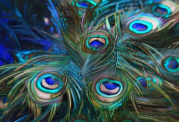 Obraz premium electric blue peacock feathers a close up of peacock feathers hi