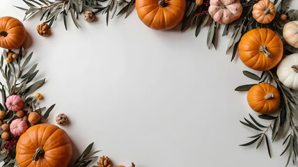 Orange pumpkins arranged in a border frame, perfect for a festive Halloween display
