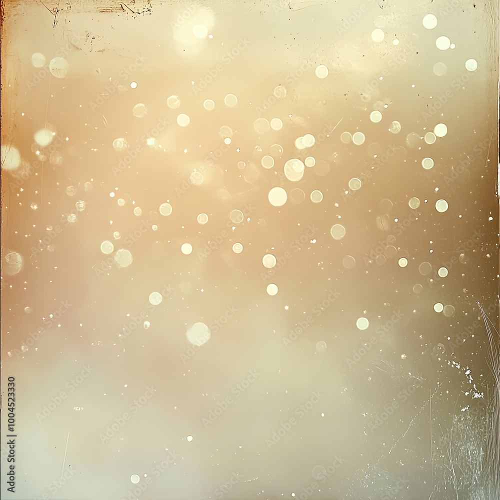 Sticker elegant soft muted beige background with delicate bokeh lights for design and decoration.