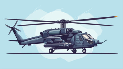 Fototapeta premium Illustration of a military helicopter. Combat vehicle.