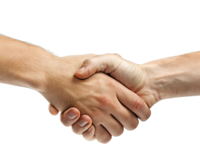 Two hands, one light-skinned and one darker-skinned, shake hands in a gesture of agreement, cooperation, or partnership.