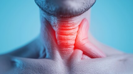 Fototapeta premium Concept of throat pain and medical condition symptoms