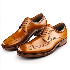 Fototapeta premium A pair of brown shoes on a white background