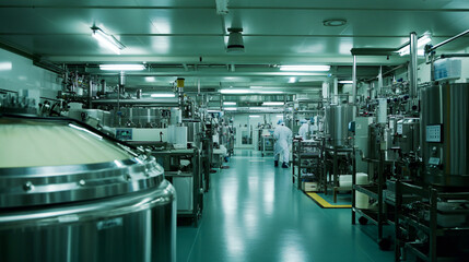 Fototapeta premium A pharmaceutical factory with sterile rooms for production. 