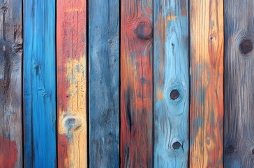 Fototapeta premium Rustic Colorful Wooden Plank Background Texture