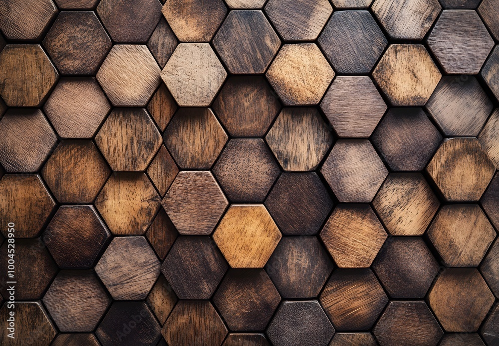 Sticker Rustic Wooden Hexagon Tile Wall Texture