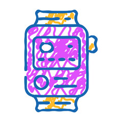 nfc payment system in watches doodle icon sketch vector. nfc payment system in watches sign. isolated symbol illustration
