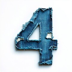 A number four made out of a pair of blue jeans