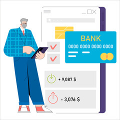 Older Businessman. Flat Vector Illustration