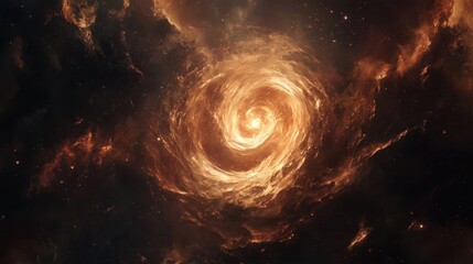 A Fiery Spiral Nebula in a Starry Sky