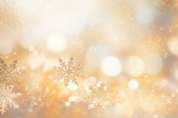 Gold bokeh snowflakes background nature illuminated.