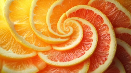 Slices of fresh orange and grapefruit as background, closeup
