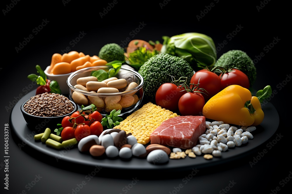 Poster interactive 3d digital weight loss meal planner, where users can create balanced meals with fully an