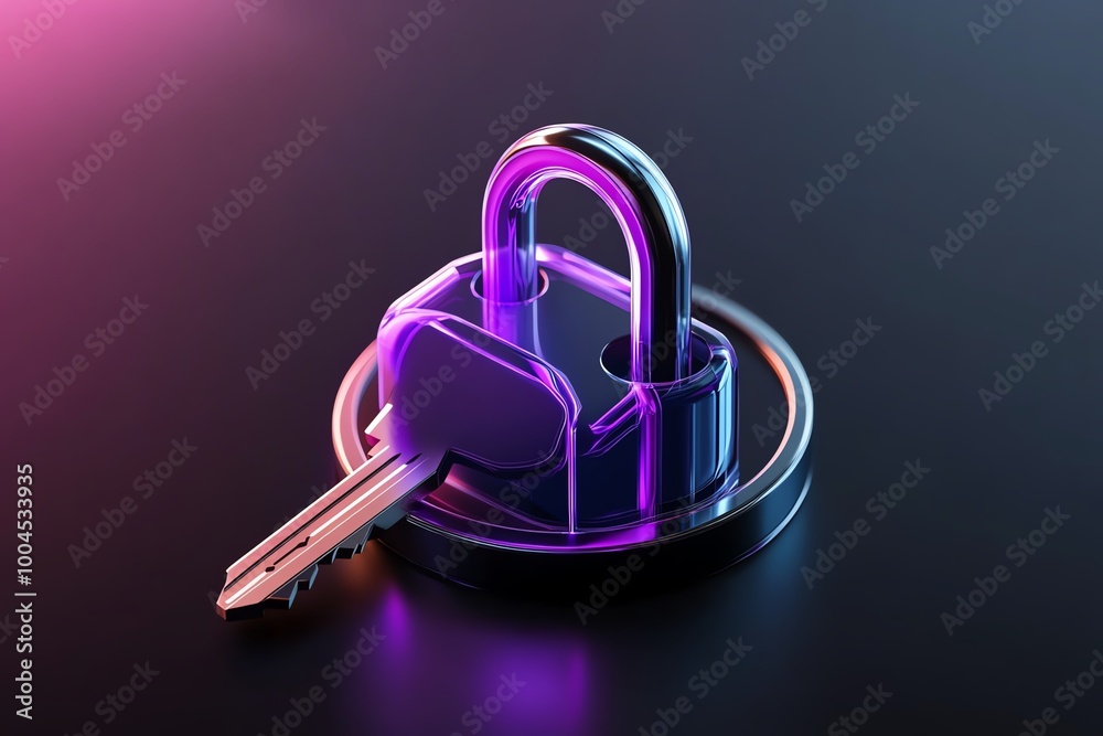 Aufkleber Minimalist digital key and lock icon, symbolizing encryption and privacy in anonymous communication