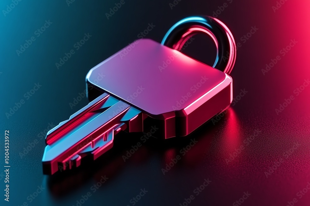 Aufkleber Minimalist digital key and lock icon, symbolizing encryption and privacy in anonymous communication