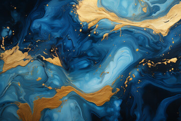 Luxurious abstract fluid art painting in alcohol ink technique,with colorful mix of paints. Imitation marble stone cut, luminous gold veins. Soft and dreamy design.