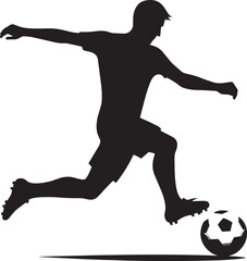 Football player kicking football silhouette vector illustration isolated on a white background