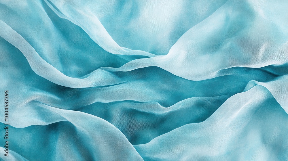 Poster gentle waves of light blue silk fabric create a soothing abstract texture in a serene display of ele