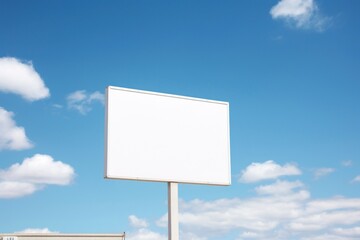 Blank white retro shopping mall sign sky outdoors blue.