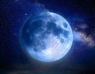 Fototapeta premium A giant blue moon in the sky