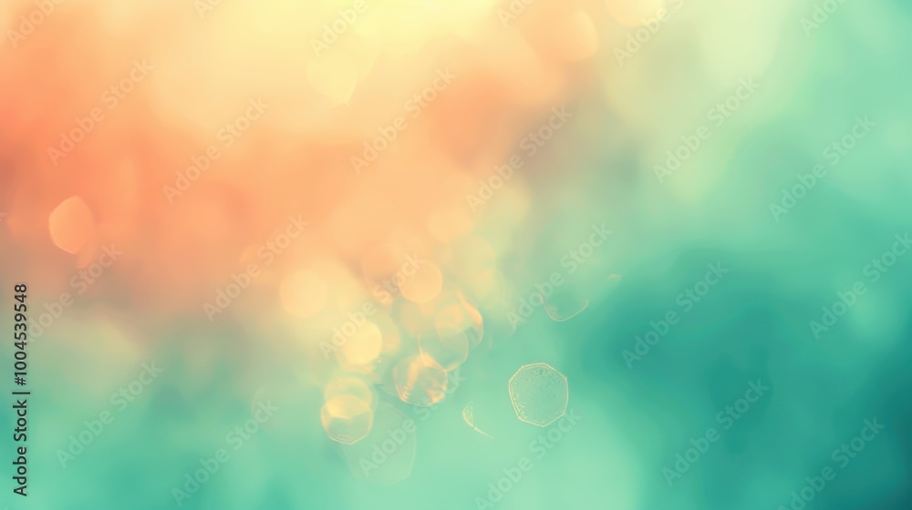 Aufkleber a blurry image of a blue and orange background with a green circle in the middle