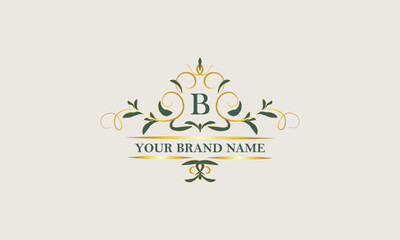 Creative floral logo design with initial letter B. Beauty vector monogram, template for any company, wedding, fashion, jewelry, boutique.