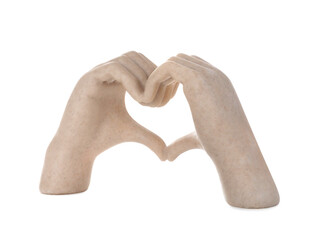 Obraz premium Decorative figure in shape of hands making heart isolated on white