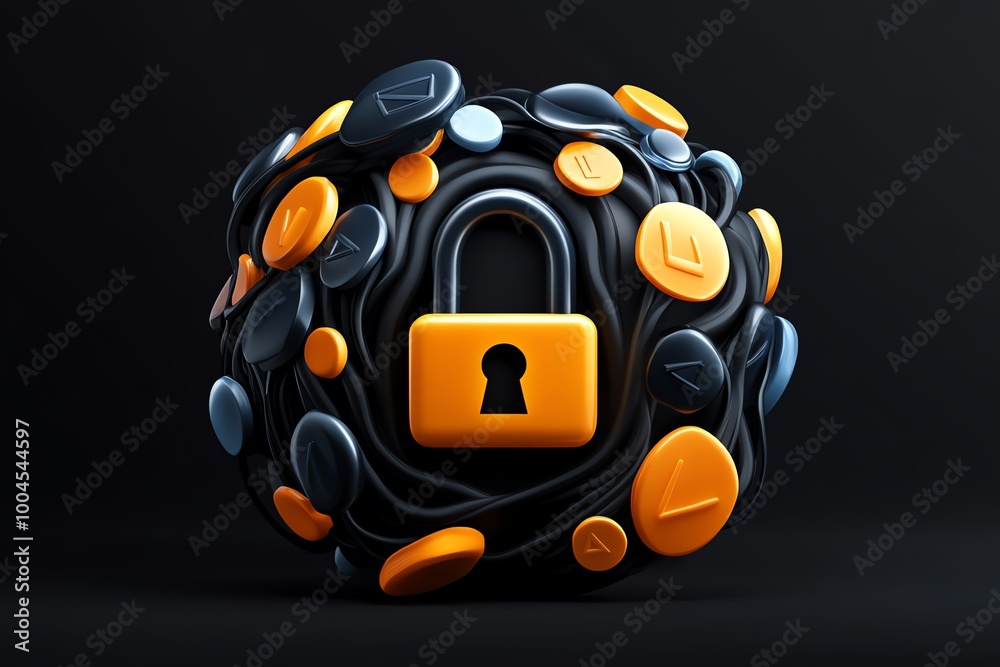 Poster Simple encrypted chat icon, with abstract chat bubbles and a lock symbol representing anonymous digital communication